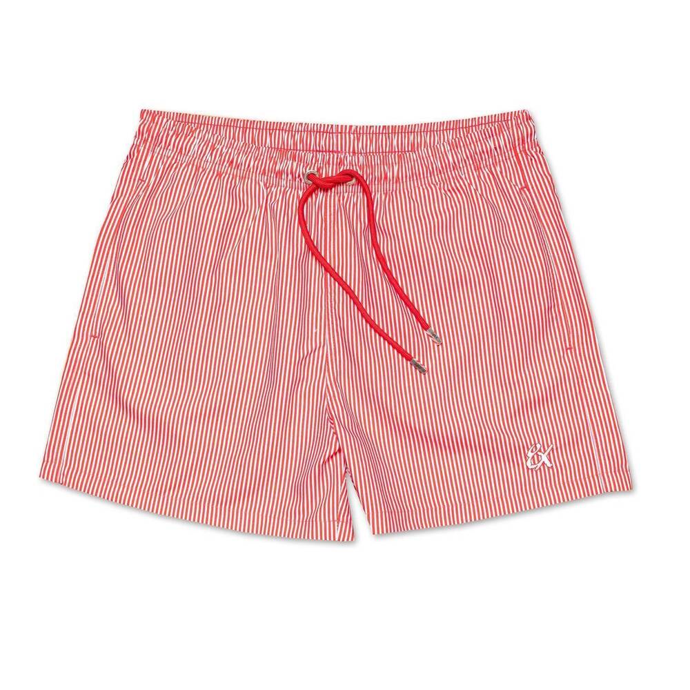 NEW EIGHT X men's striped slim fit swim trunks in red